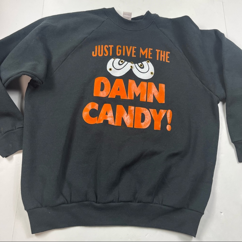 Vintage Halloween Sweatshirt size Large Give Me Candy Funny sweater